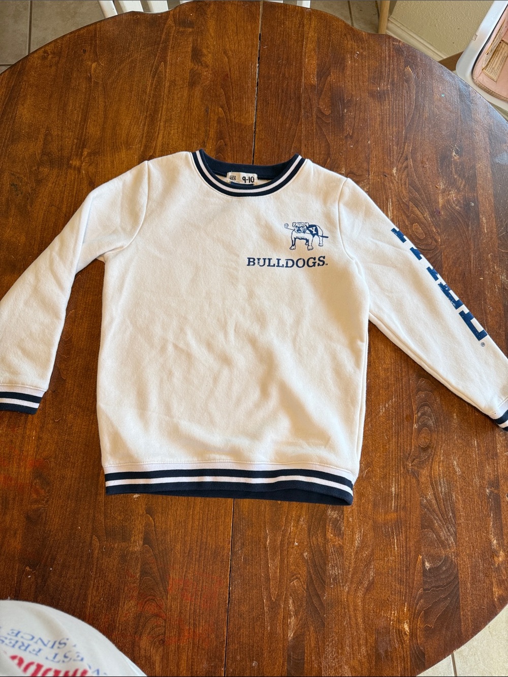 Yale Bulldogs White & Navy Kids Crewneck Sweatshirt